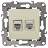 Розетка комбинированная RJ45 кат.5е +RJ11 IP20 Эра 12, слоновая кость 12-3109-02 (бежевый)