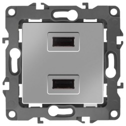 Устройство зарядное USB 230В/5В-2100мА IP20 Эра 12, алюминий 12-4110-03 