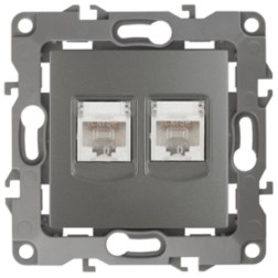 Розетка информационная двойная 2XRJ45 кат.5е IP20 Эра 12, графит 12-3108-12 