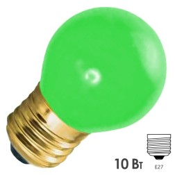 Лампа накаливания e27 10 Вт зеленая колба (ЛОН) 