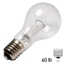 Лампа накаливания 24В 60Вт Е27 прозрачная (МО 24-60) (ЛОН) 
