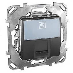 Компьютерная розетка  1хRJ45 кат. 6 с полем для надписи  SE Unica Top, графит 