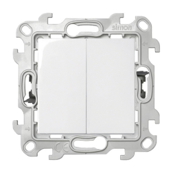 Переключатель двухклавишный (проходной) Simon Simon 24 Белый (в сборе) 