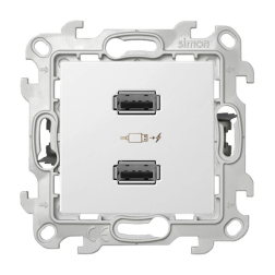 Розетка USB для зарядки устройств Simon Simon 24 Белый (в сборе) 