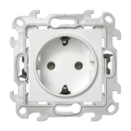 Розетка с заземлением и со шторками, самозажимные клеммы Simon Simon 24 Белый (в сборе) 