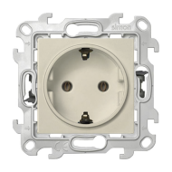 Розетка с заземлением и со шторками, самозажимные клеммы Simon Simon 24 Слоновая кость (в сборе) 