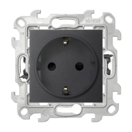 Розетка с заземлением, самозажимные клеммы Simon Simon 24 Графит (в сборе) 