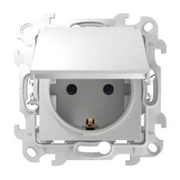 Розетка IP44 с заземлением и с крышкой Simon Simon 24 Белый (в сборе) 