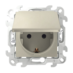 Розетка IP44 с заземлением и с крышкой Simon Simon 24 Слоновая кость (в сборе) 