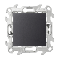 Выключатель трехклавишный Simon Simon 24 Графит (в сборе) 