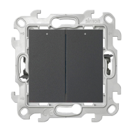 Выключатель двухклавишный с подсветкой Simon Simon 24 Графит (в сборе) 