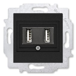 USB зарядка двойная ABB Levit USB тип А 1400мА антрацит (5014H-A00040 63W) 