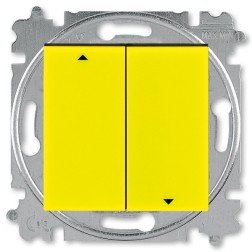 Выключатель жалюзи двухклавишный ABB Levit без фиксации жёлтый / дымчатый чёрный (3559H-A88445 64W) 