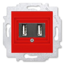 USB зарядка двойная ABB Levit USB тип А 1400мА красный (5014H-A00040 65W) 