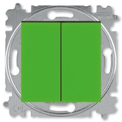 Переключатель двухклавишный ABB Levit зелёный / дымчатый чёрный (3559H-A52445 67W) 