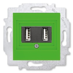 USB зарядка двойная ABB Levit USB тип А 1400мА зелёный (5014H-A00040 67W) 