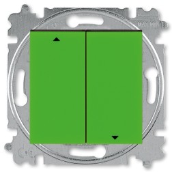 Выключатель жалюзи двухклавишный ABB Levit с фиксацией зелёный / дымчатый чёрный (3559H-A89445 67W) 