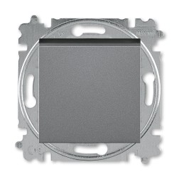 Выключатель кнопочный одноклавишный ABB Levit сталь / дымчатый чёрный (3559H-A91445 69W) 