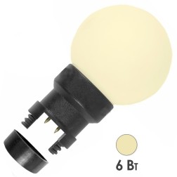 Светодиодная лампа шар 1W 230V 6 LED D45mm теплый белый матовая колба IP65 для белт-лайта 