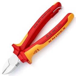 Кусачки диэлектрические Knipex 180мм двухкомпонентные ручки со страховочным кольцом VDE 1000V 