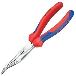 Длинногубцы механика Knipex 200мм изогнутые хромированные с двухкомпонентными рукоятками 