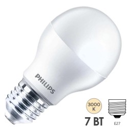 Лампа светодиодная Philips ESSENTIAL LEDBulb A60 7W (65W) E27 3000K 220V 680Lm теплый белый свет 