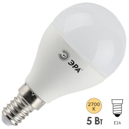 Лампа светодиодная шарик ЭРА LED P45-5W-827-E14 теплый свет 604731 