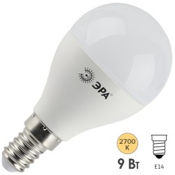 Лампа светодиодная шарик ЭРА LED P45-9W-827-E14 теплый свет 576764 