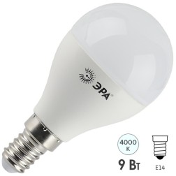 Лампа светодиодная шарик ЭРА LED P45-9W-840-E14 белый свет 576788 