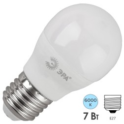 Лампа светодиодная шарик ЭРА LED P45-7W-860-E27 холодный свет 700331 