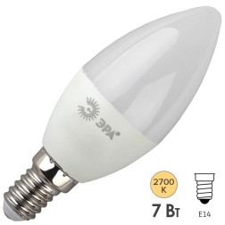 Лампа светодиодная свеча ЭРА LED B35-7W-827-E14 теплый свет 556094 