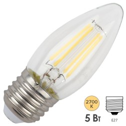 Лампа филаментная светодиодная свеча ЭРА F-LED B35-5W-827-E27 filament теплый свет 575668 