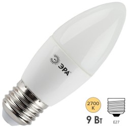 Лампа светодиодная свеча ЭРА LED B35-9W-827-E27 теплый свет 576696 