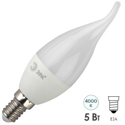 Лампа светодиодная свеча на ветру ЭРА LED BXS-5W-840-E14 белый свет 576733 