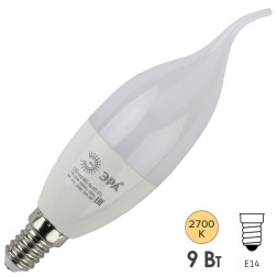 Лампа светодиодная свеча на ветру ЭРА LED BXS-9W-827-E14 теплый свет 576740 