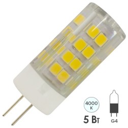 Лампа светодиодная ЭРА LED JC-5W-220V-CER-840-G4 белый свет 604601 