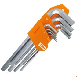 Набор ключей HEX 9 шт.: 1.5-10 мм, длинные, (держатель в блистере), CR-V сталь Алмаз TDM 