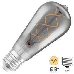 Лампа филаментная светодиодная Osram спираль Vintage 1906 LED CL Edison SMOKE 5W 1800K E27 140x64mm 