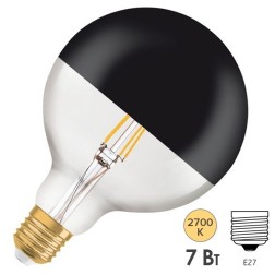 Лампа Osram GLOBE125 Vintage 1906 LED CL MIRROR BLACK 7W 2700K E27 178x125mm черный мат 