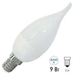 Лампа светодиодная свеча на ветру FL-LED CA37 9W 4200К 220V E14 840Lm 37x108mm 