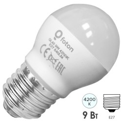 Лампа светодиодная шарик FL-LED GL45 9W 4200К 220V E27 840Lm d45x80mm (610348/610317) 