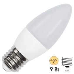 Лампа светодиодная свеча FL-LED C37 9W E27 2700К 220V 840Lm 37x100mm 