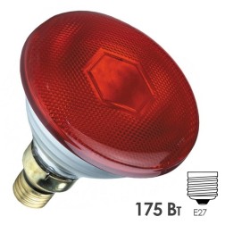 Лампа инфракрасная FL-IR PAR38 175W RED E27 230V красное стекло 