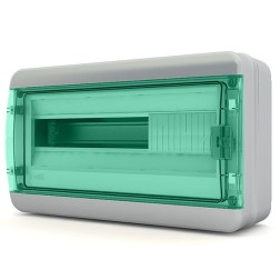 Щит навесной Tekfor 18 модулей (1х18) IP65 прозрачная зеленая дверца BNZ 65-18-1 (электрический шкаф) 