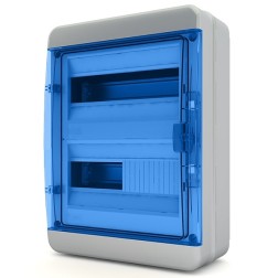 Щит навесной Tekfor 24 модуля (2х12) IP65 прозрачная синяя дверца BNS 65-24-1 (электрический шкаф) 