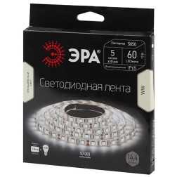 Светодиодная лента ЭРА LS5050-14,4-60LED-12-6500K-IP65-5m 14,4W/m 12V холодный белый 5055398613931 