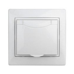 Розетка 2P+E Schuko с крышкой и шторками 16А 250В IP42 Intro Plano, белый 1-207-01 
