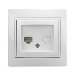 Розетка телефонная RJ11 IP20 Intro Plano, белый 1-302-01 