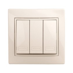 Выключатель трехклавишный 10А 250В  IP20 Intro Plano, слоновая кость 1-106-02 (бежевый) 
