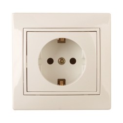 Розетка 2P+E Schuko 16А 250В IP20 Intro Plano, слоновая кость 1-202-02 (бежевый) 